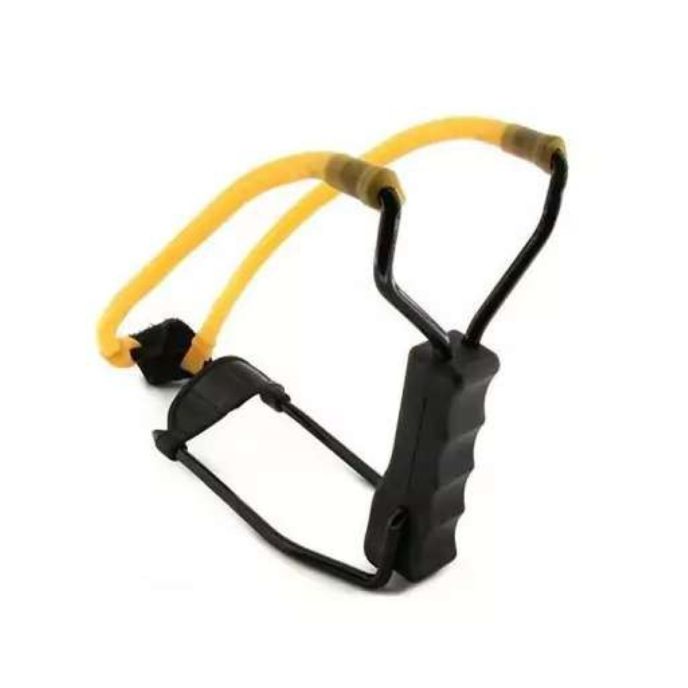 تیرکمان دستی تک کش، این ابزار کوچک و پرتابل، با استفاده از یک کش لاستیکی قدرتمند، نیروی لازم برای پرتاب سنگ یا گلوله‌های کوچک را فراهم می‌کند.