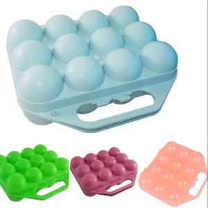 جا تخم مرغی 12 تایی دسته دار، برای حمل و نگهداری ایمن تخم مرغ هاست. دوازده محفظه جداگانه مانع شکستن آنها می‌شود و دسته نیز حمل را آسان‌تر می‌کند.