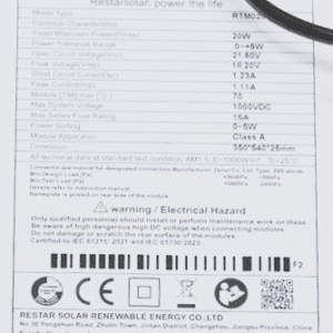 پنل خورشیدی 20 وات RESTAR SOLAR